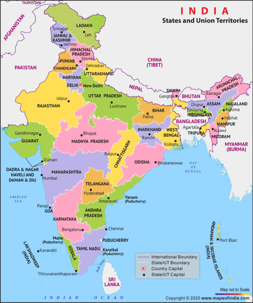 Map of india political enlarge view